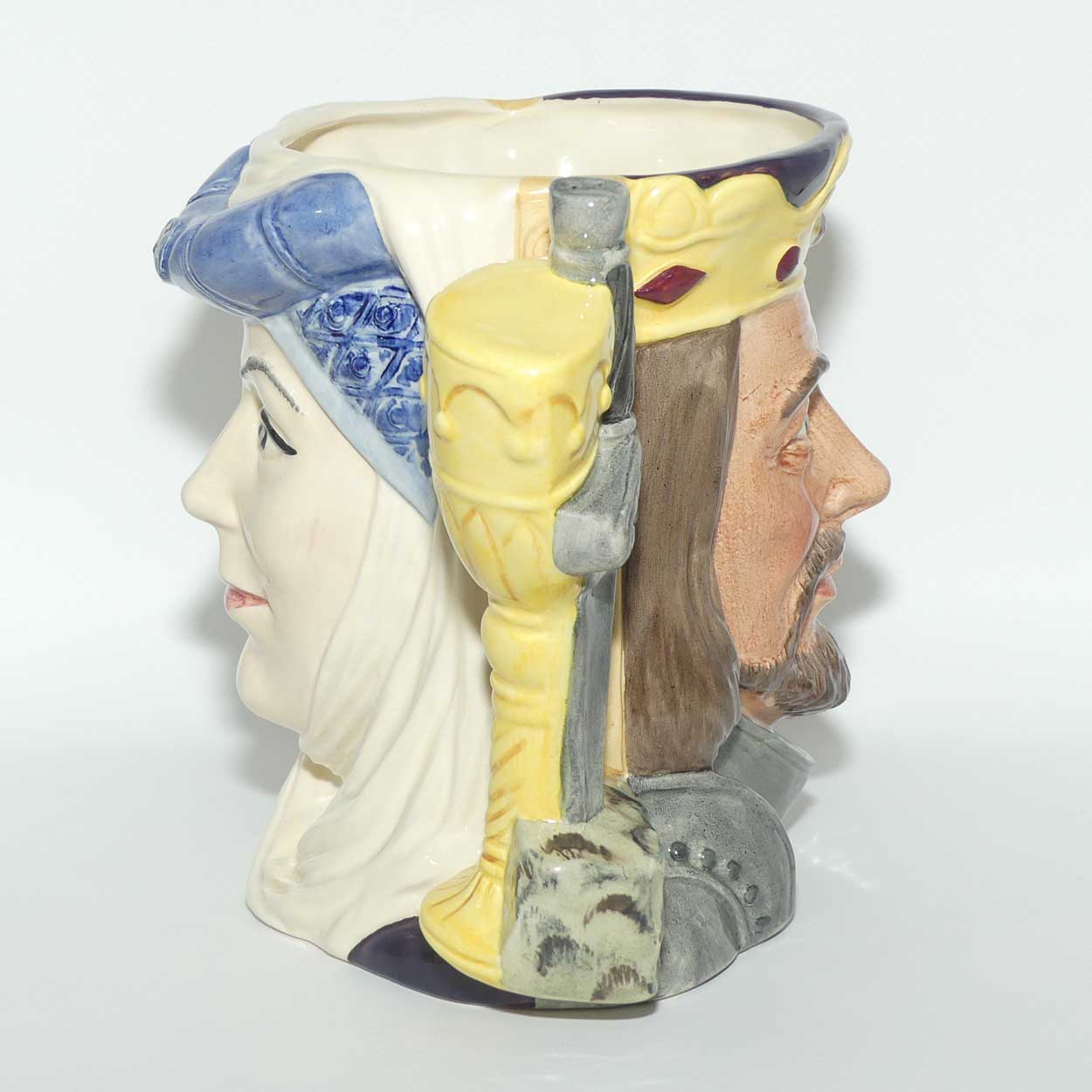 D6836 Royal Doulton large double sided character jug King Arthur and Guinevere | LE 1564