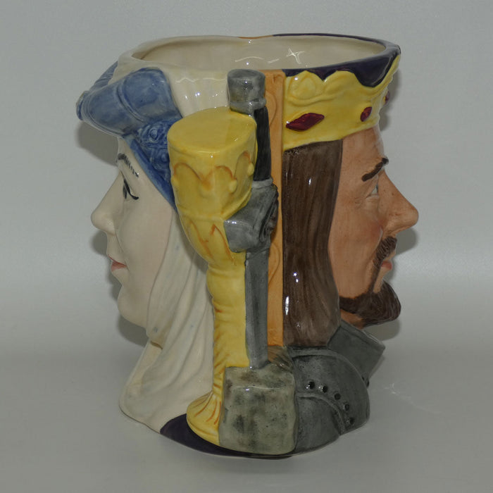 D6836 Royal Doulton large double sided character jug King Arthur and Guinevere