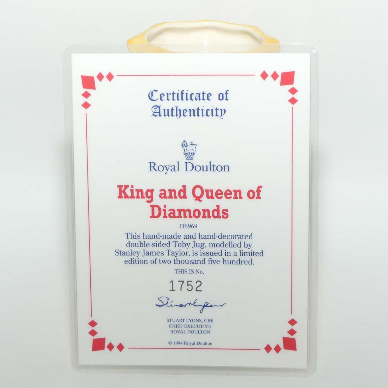 D6969 Royal Doulton toby jug King and Queen of Diamonds | LE 1752/2500