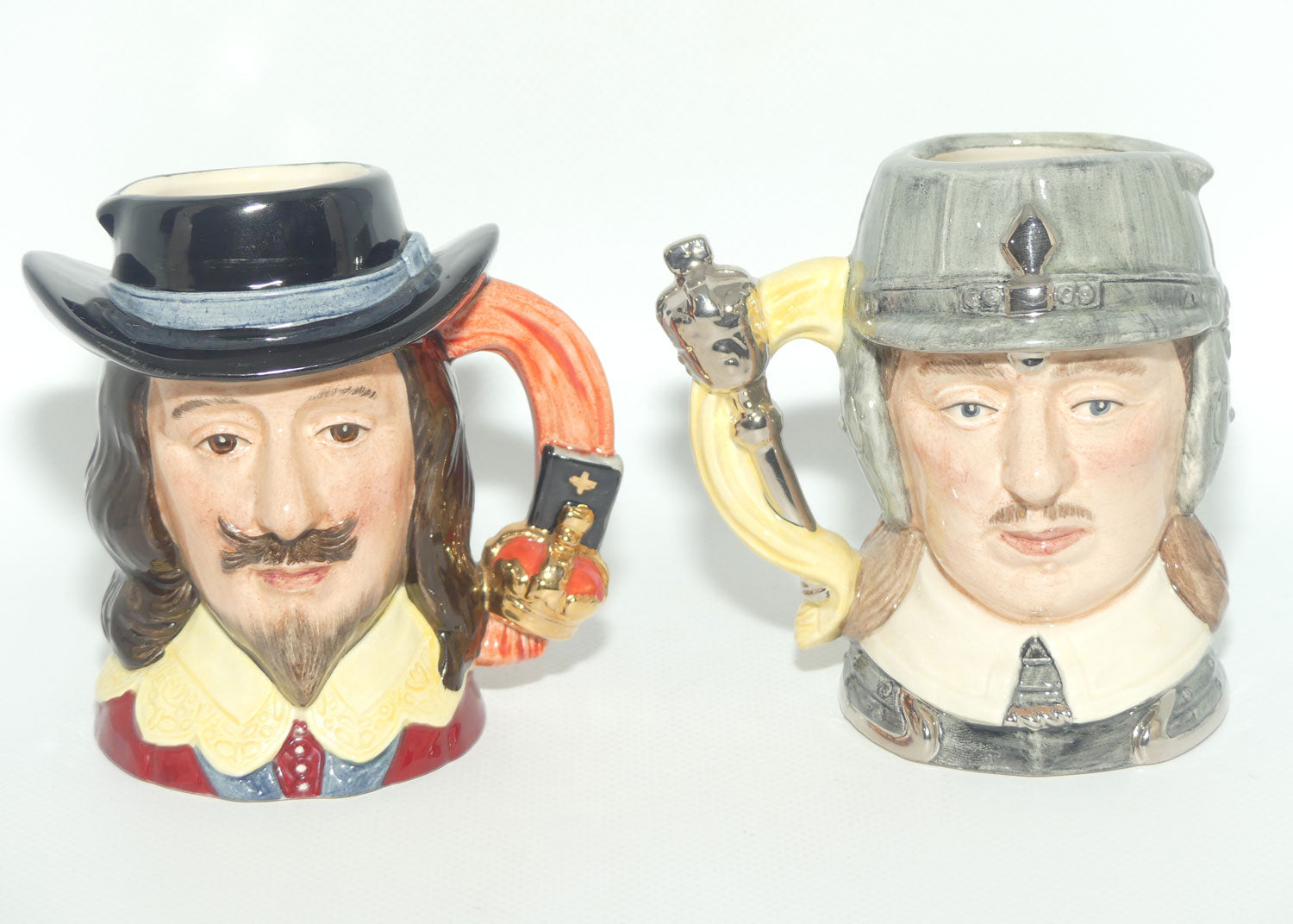 D6985 - D6986 Royal Doulton small character jug set | King Charles I | Oliver Cromwell | #546