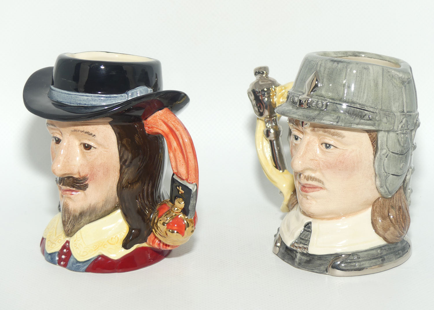 D6985 - D6986 Royal Doulton small character jug set | King Charles I | Oliver Cromwell | #546