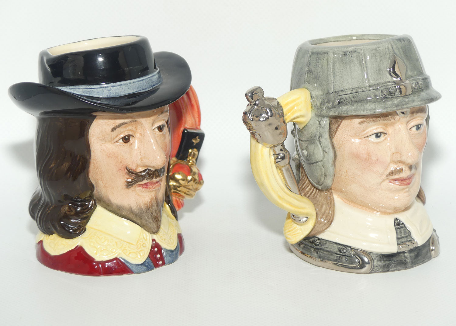 D6985 - D6986 Royal Doulton small character jug set | King Charles I | Oliver Cromwell | #546