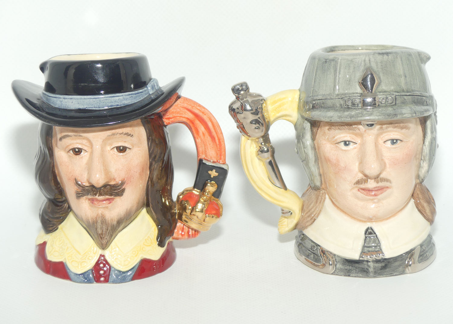 D6985 - D6986 Royal Doulton small character jug set | King Charles I | Oliver Cromwell | #546