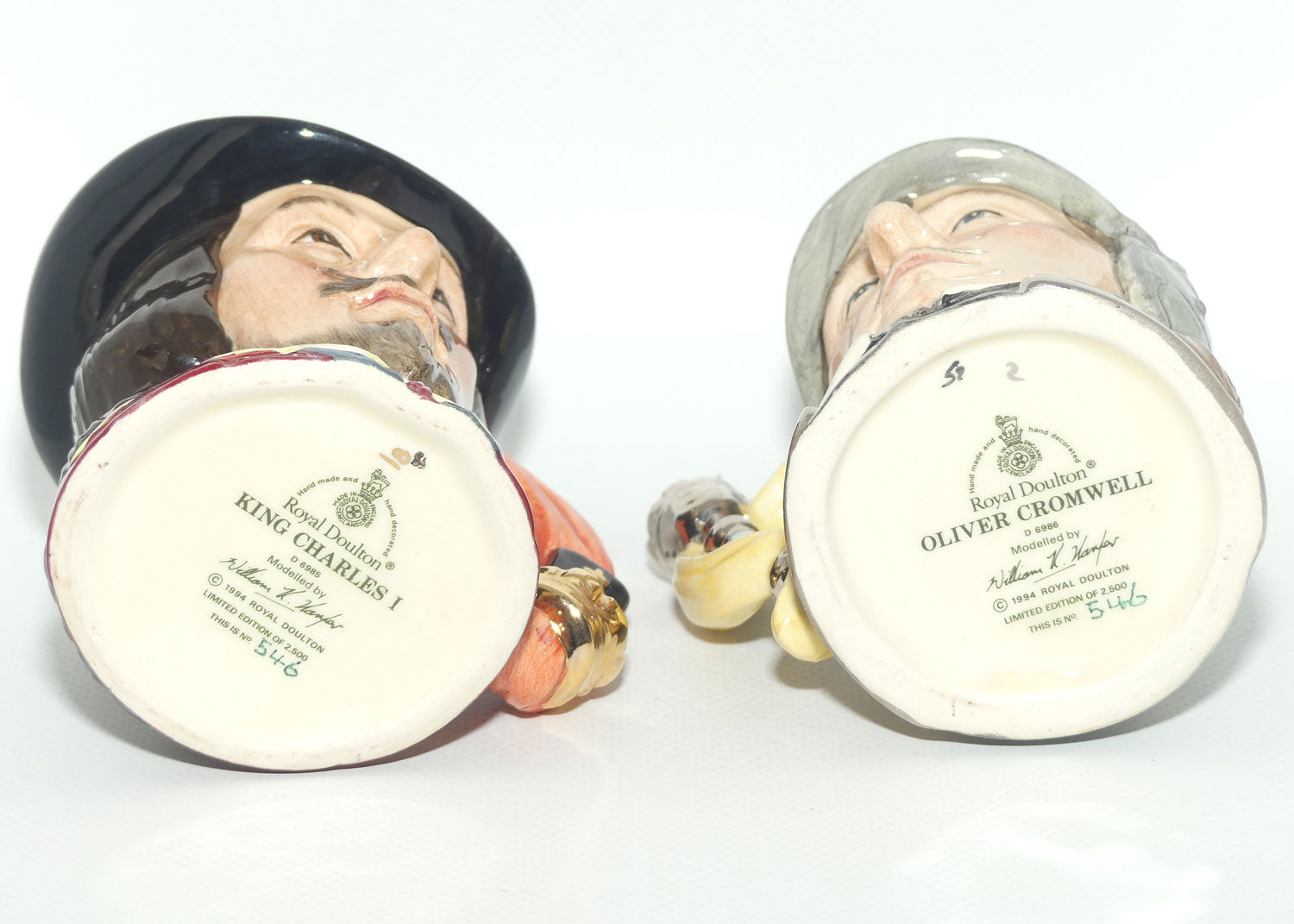 D6985 - D6986 Royal Doulton small character jug set | King Charles I | Oliver Cromwell | #546