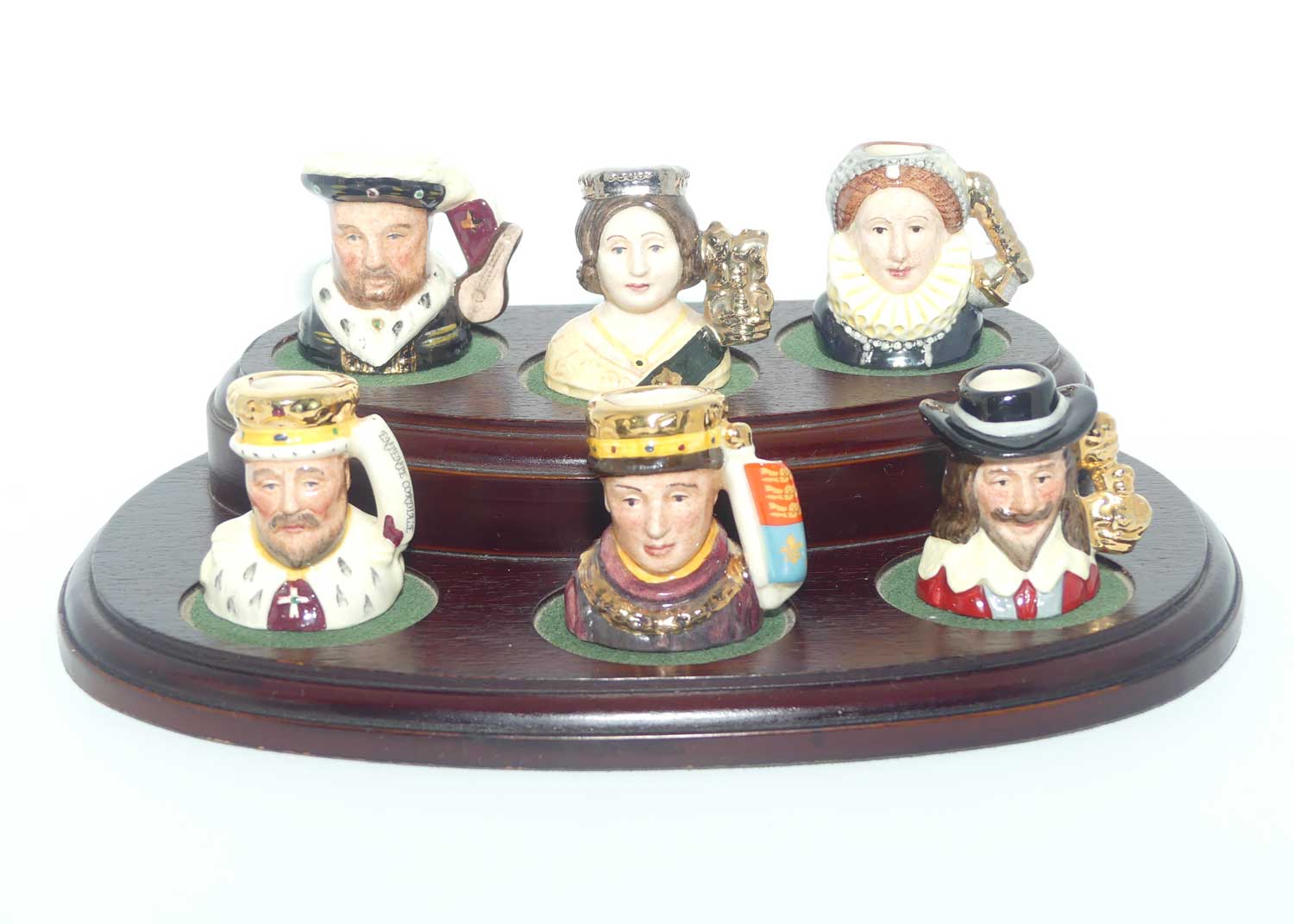 D6990 - D6995 Royal Doulton tiny character jug set | Kings and Queens of the Realm | LE 123/2500