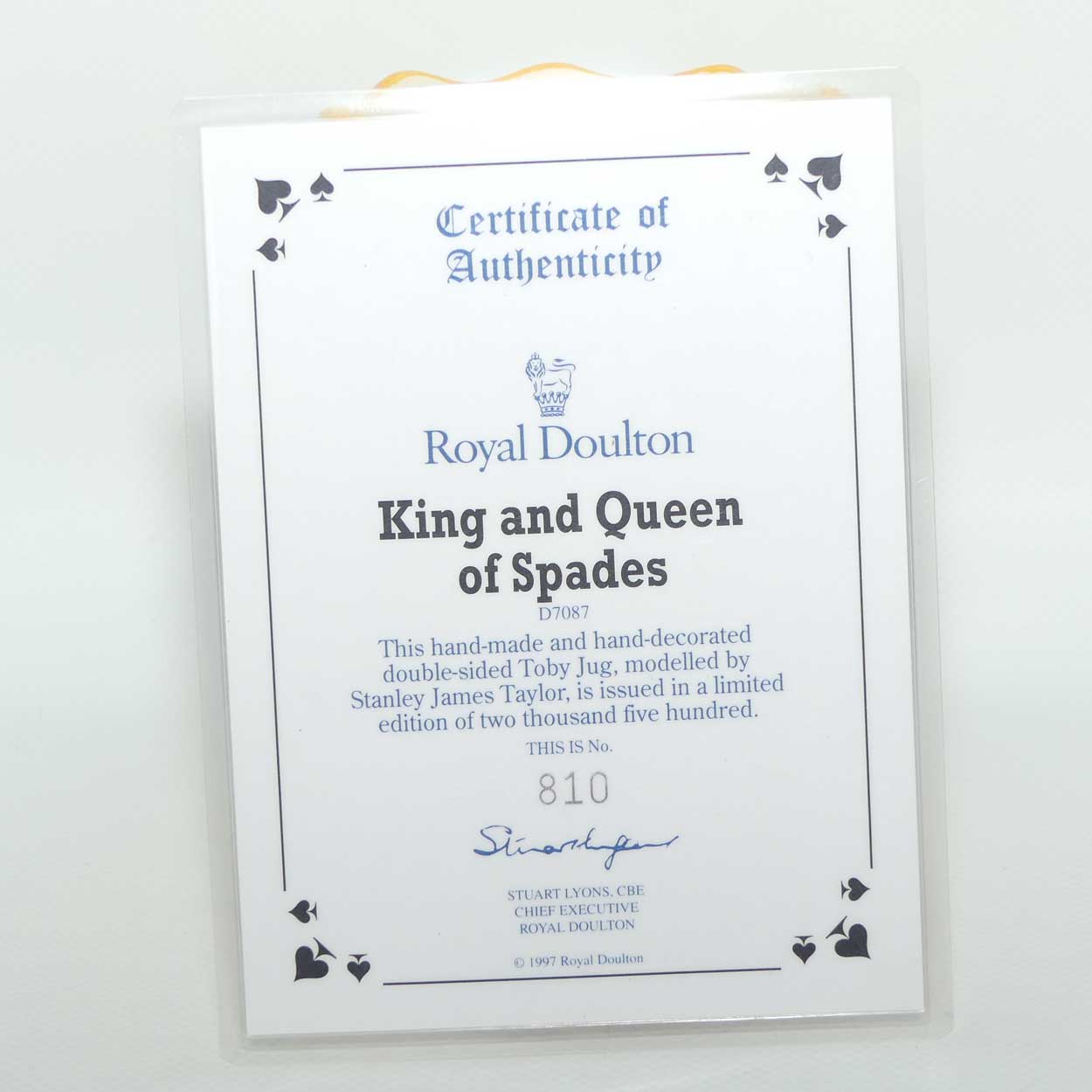 D7087 Royal Doulton toby jug King and Queen of Spades | LE 810/2500