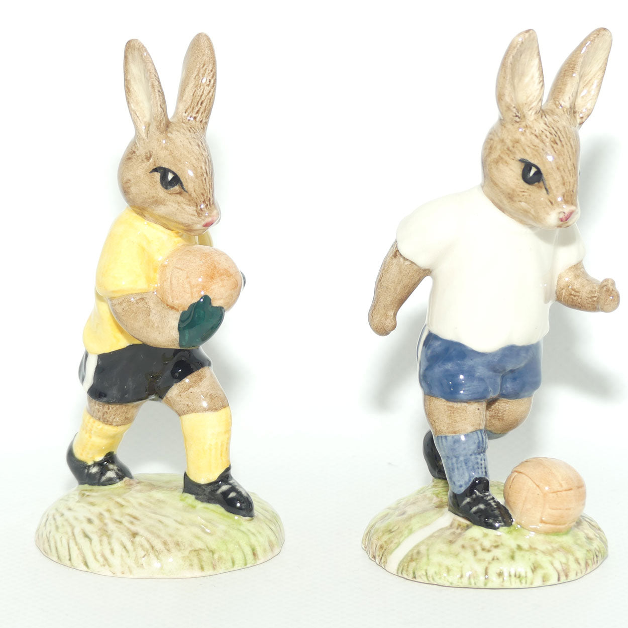 DB120-121 Royal Doulton Bunnykins Goalkeeper & Footballer set | Yellow/White 