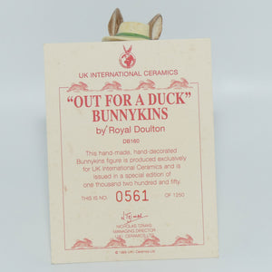 DB160 Royal Doulton Bunnykins Out for a Duck | LE561/1250 | + Cert