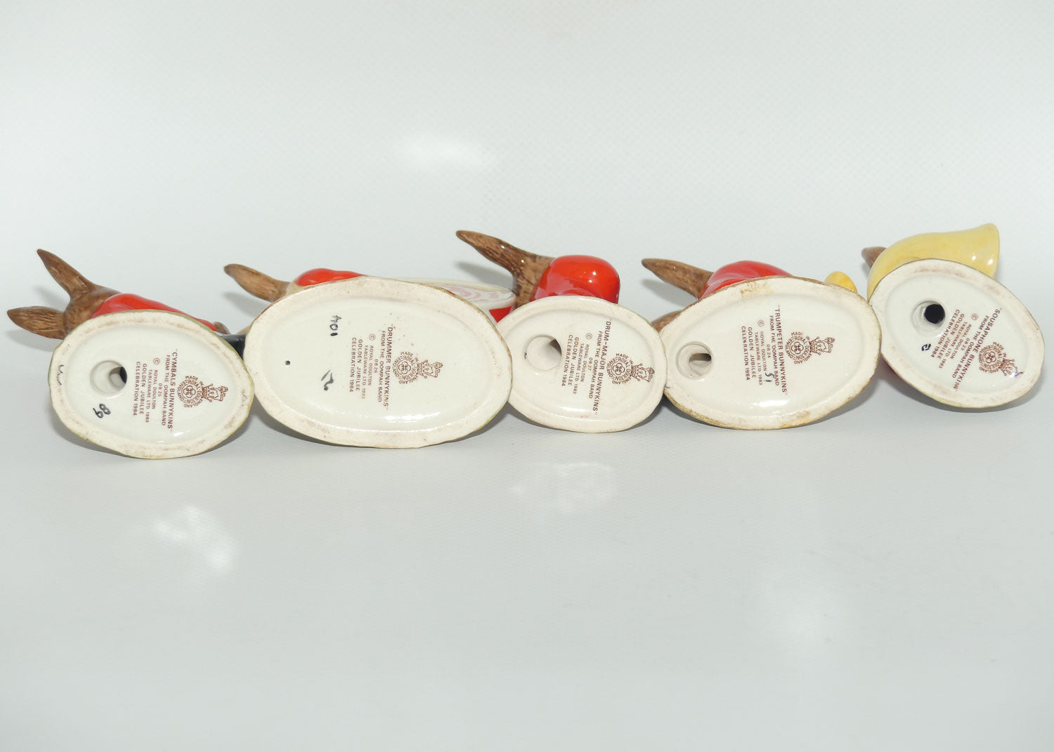 DB023-DB027 Royal Doulton Bunnykins Red Oompah Band Jubilee set