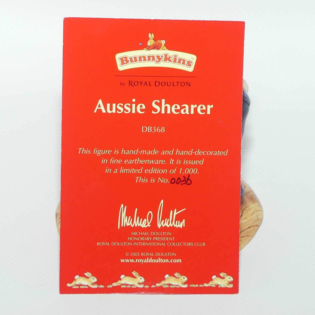 DB368 Royal Doulton Bunnykins Aussie Shearer | LE 036/1000 | box + Cert