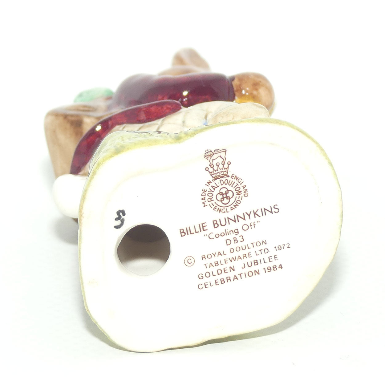 DB003 Royal Doulton Bunnykins Billie Bunnykins Cooling Off | Golden Jubilee BK3 stamp | boxed