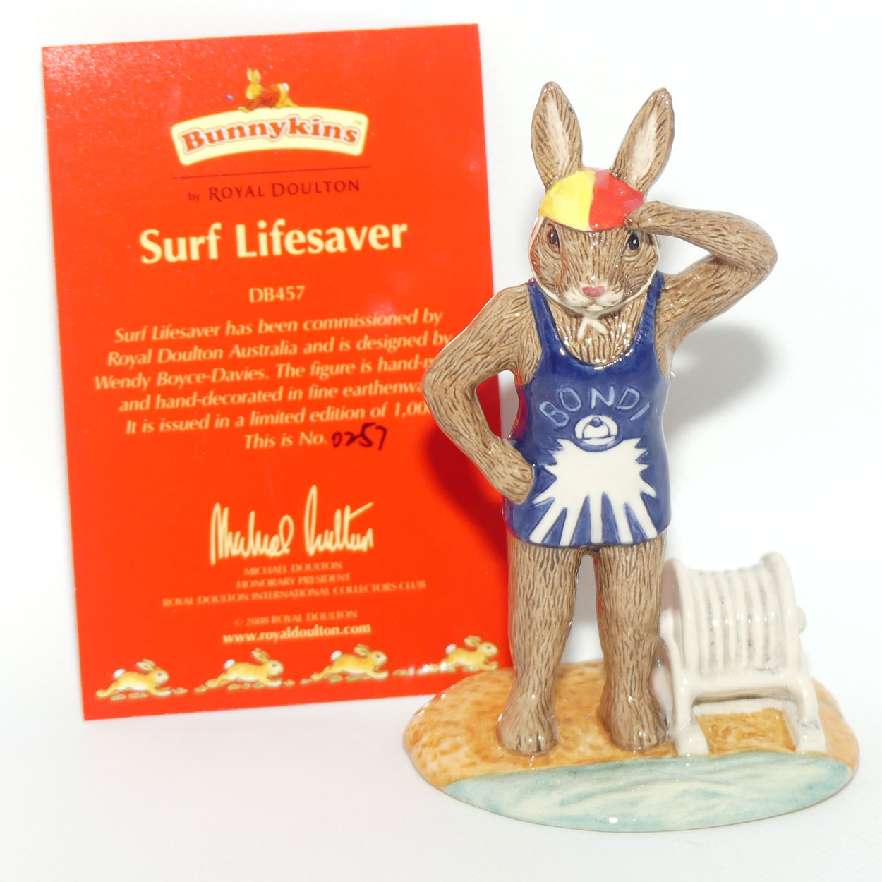 DB457 Royal Doulton Bunnykins Surf Lifesaver | Box + Cert + Signed | LE257/1000