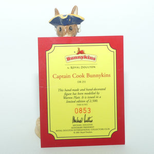 DB251 Royal Doulton Bunnykins Captain Cook | LE853/2500 | + Cert