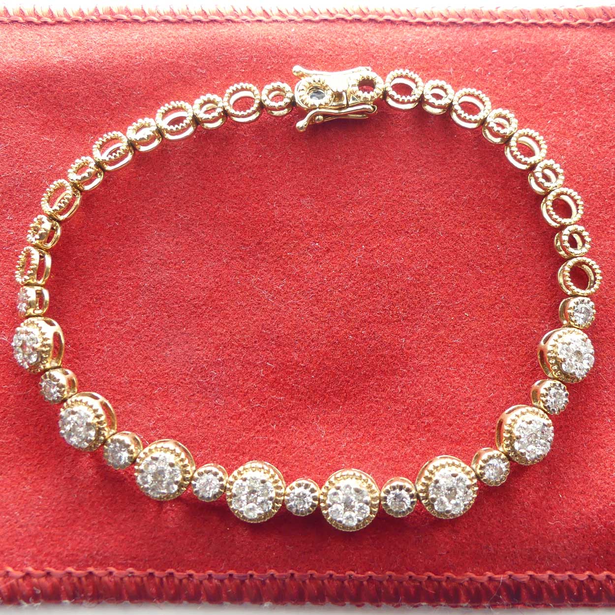 9ct Yellow Gold 65 stone Diamond Tennis bracelet | Total Diamond Weight 1ct