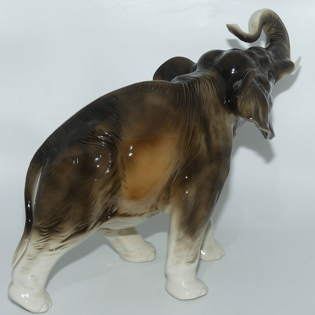 Royal Dux figure of Elephant | Trunk in Salute | Large