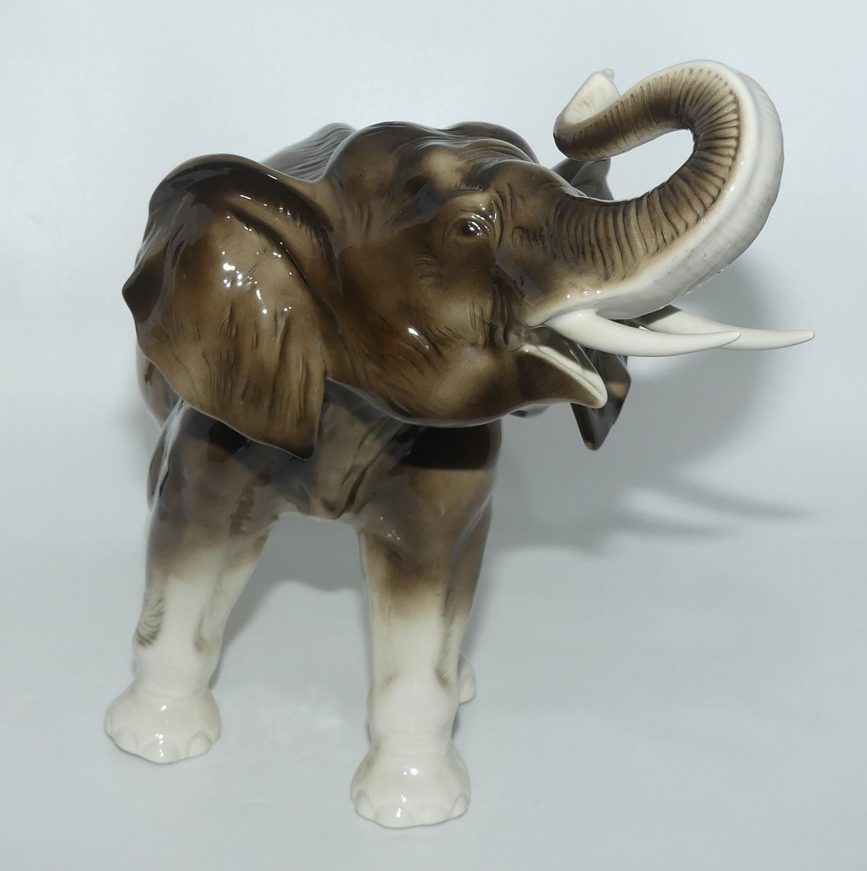 Royal Dux figure of Elephant | Trunk in Salute | Large