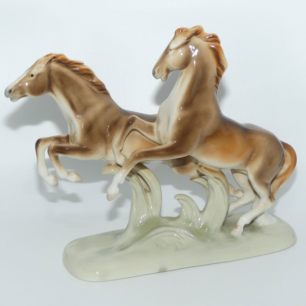 Royal Dux figure group of Rampant Horses