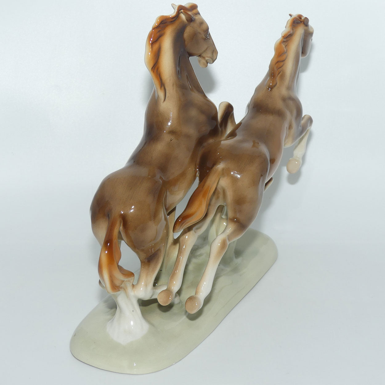Royal Dux figure group of Rampant Horses