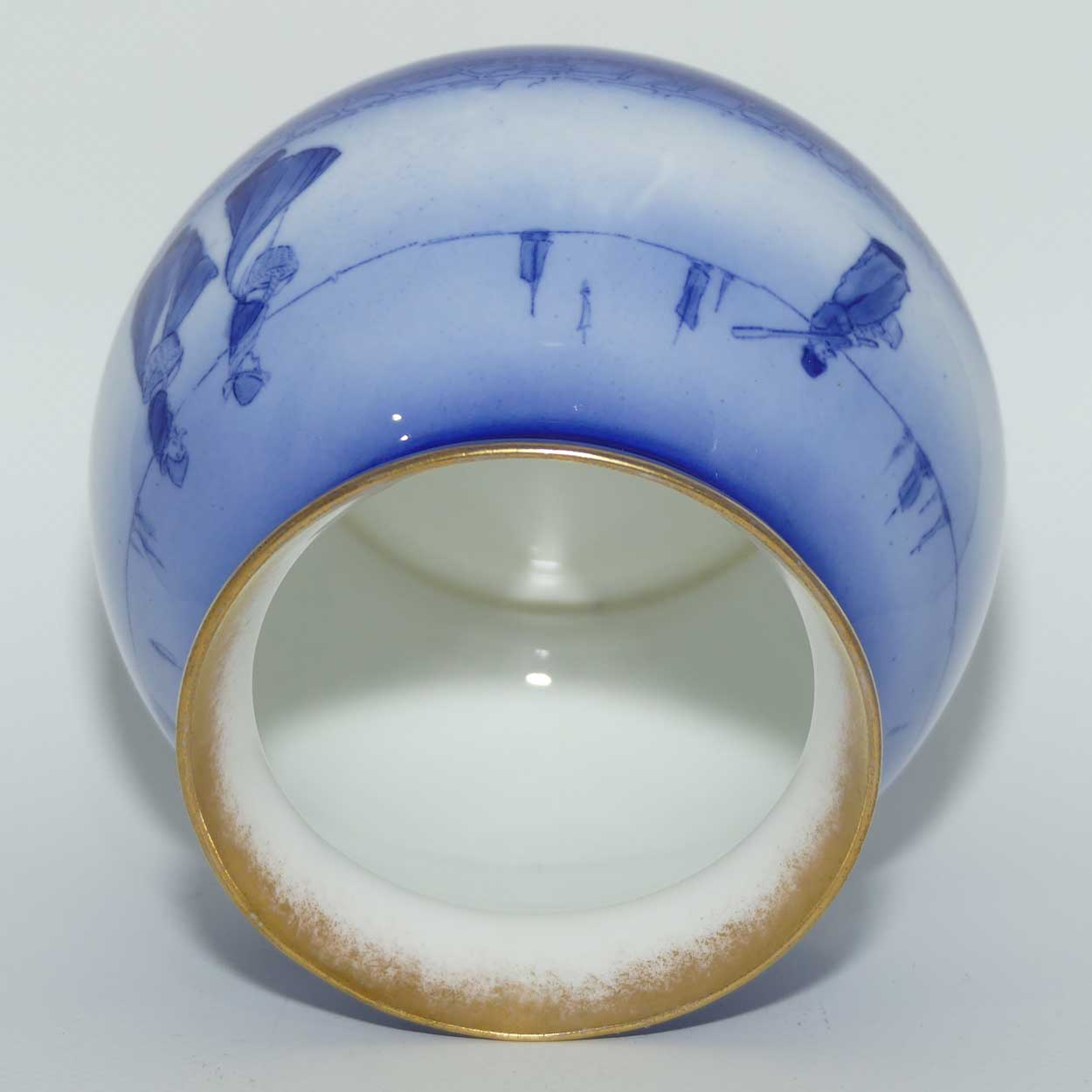 Royal Doulton Blue Dutch D squat bulbous vase E2746 | Superb Blue and White