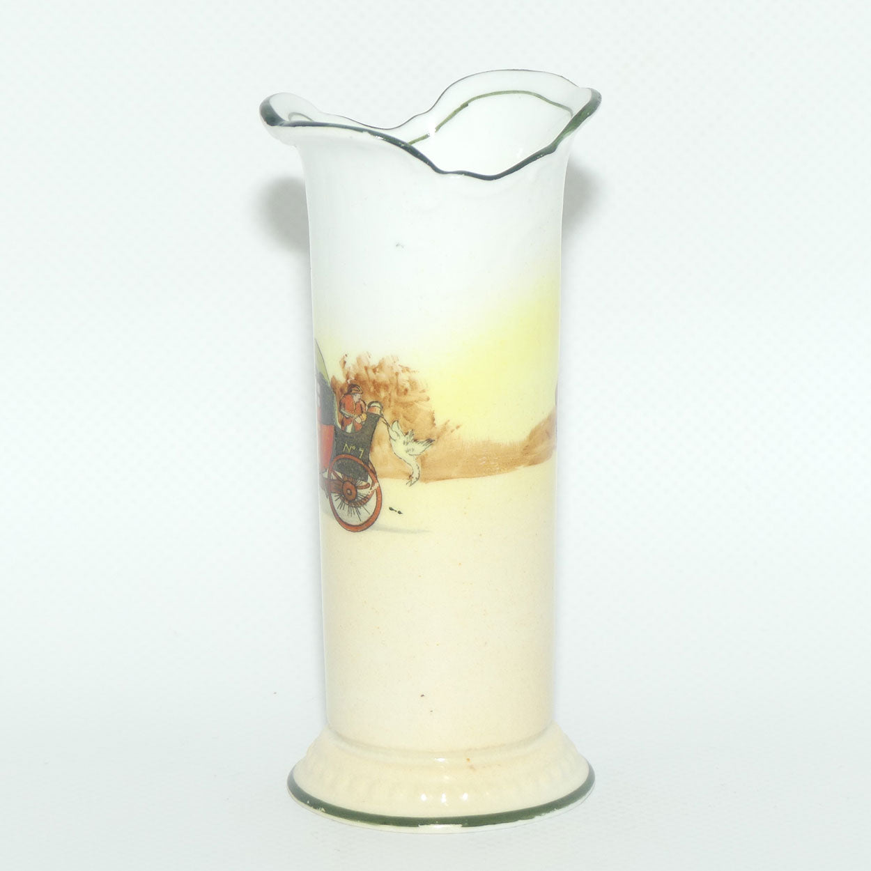 Royal Doulton Coaching Days | White Ground miniature flared rim vase E3804