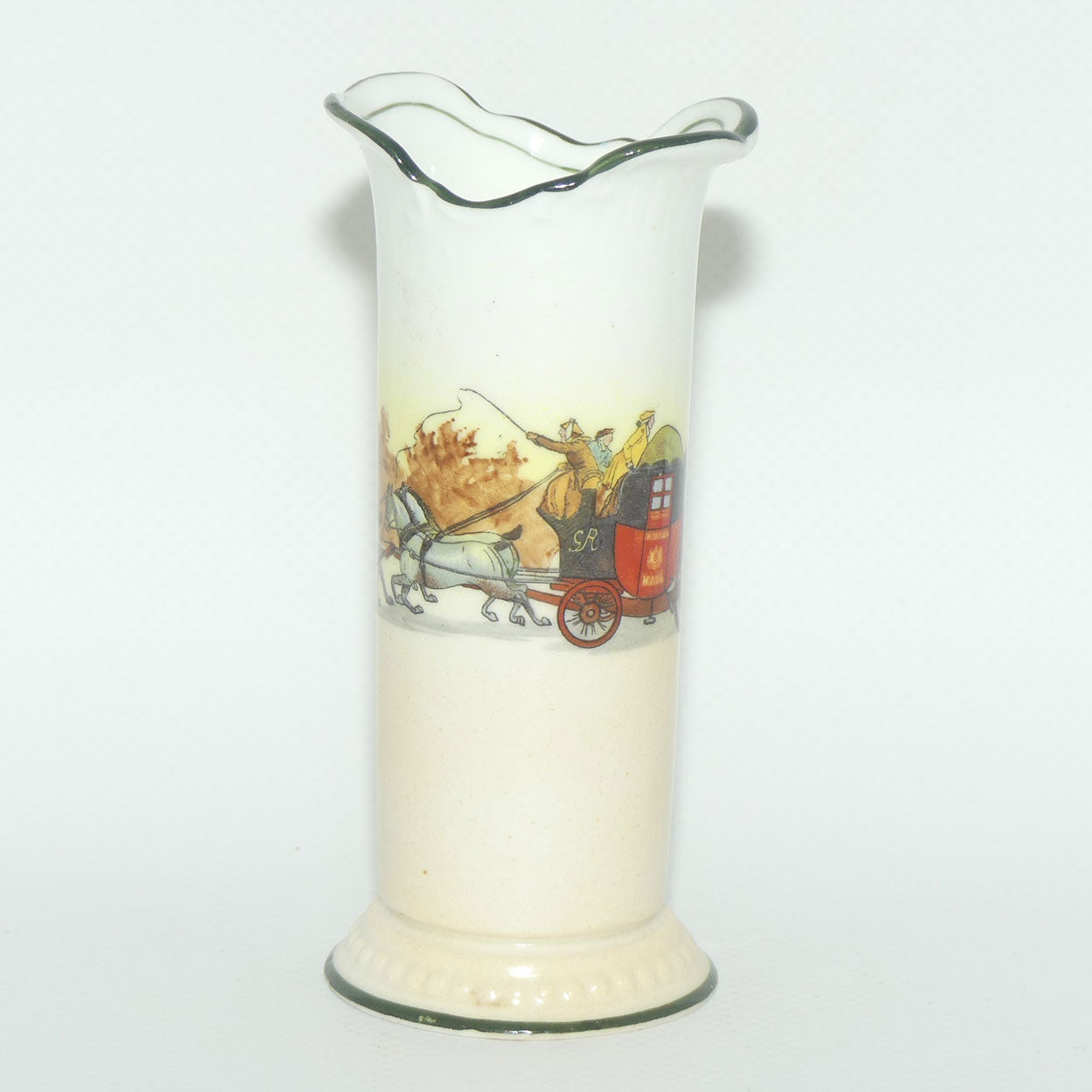 Royal Doulton Coaching Days | White Ground miniature flared rim vase E3804