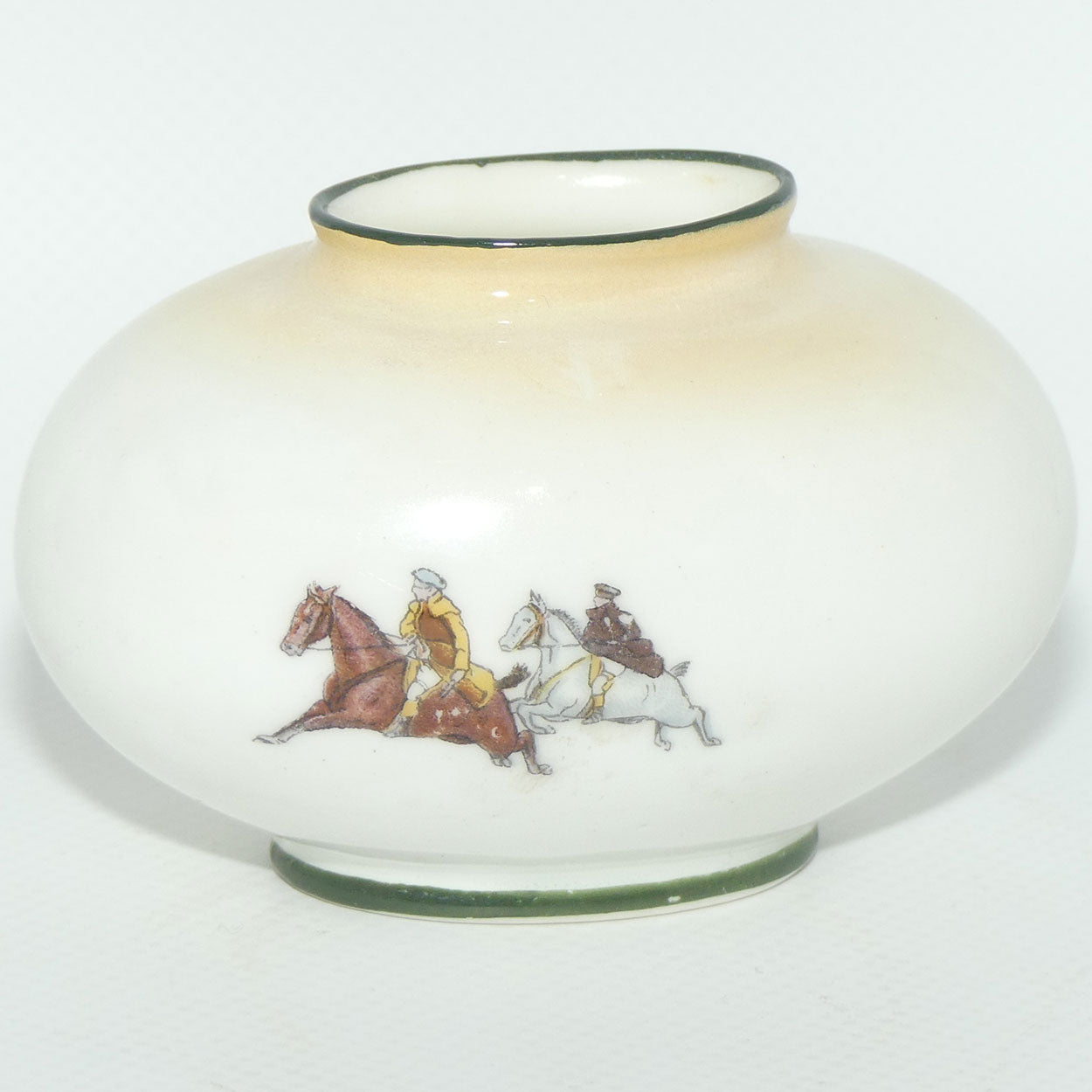 Royal Doulton Coaching Days | White Ground miniature egg shaped vase E3804
