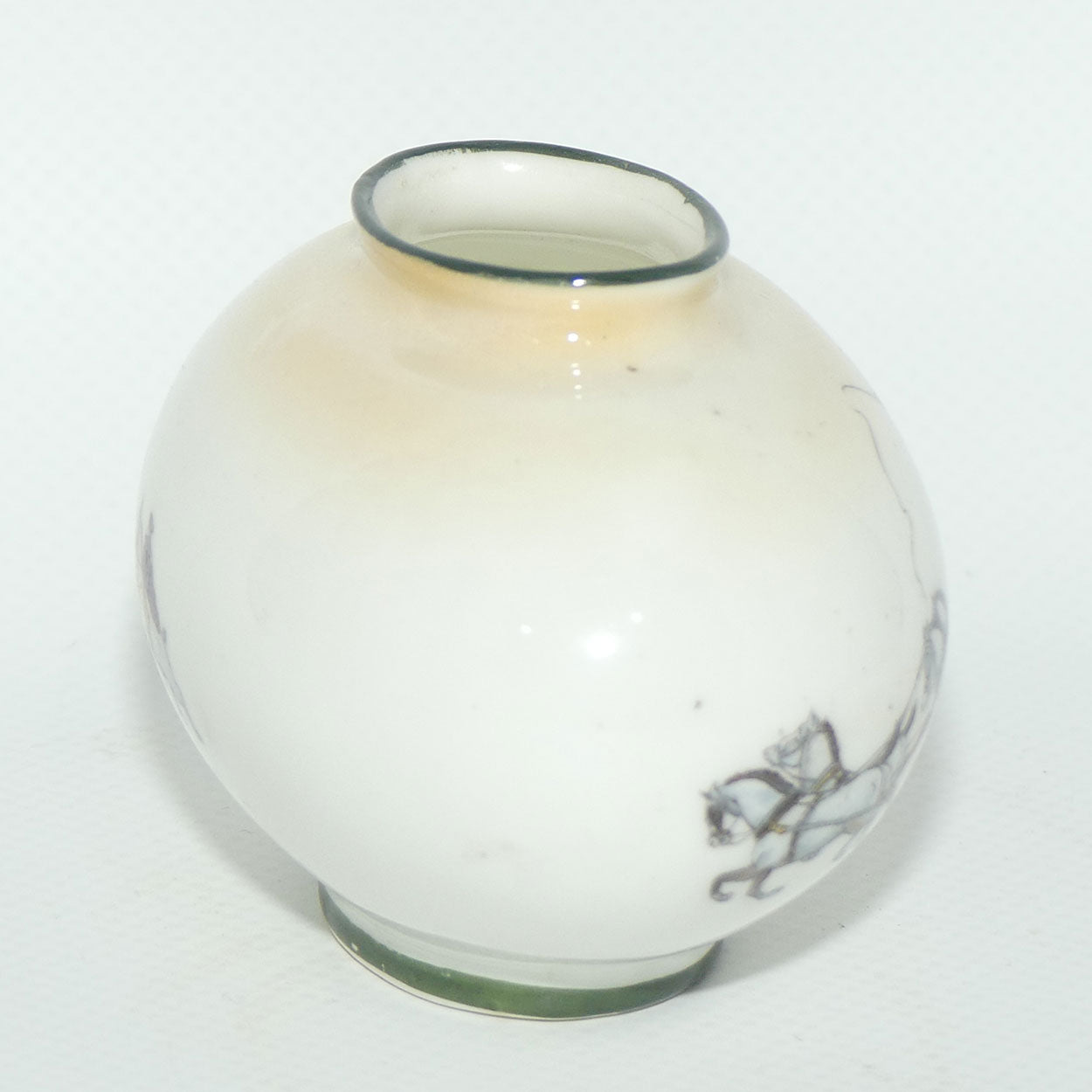 Royal Doulton Coaching Days | White Ground miniature egg shaped vase E3804