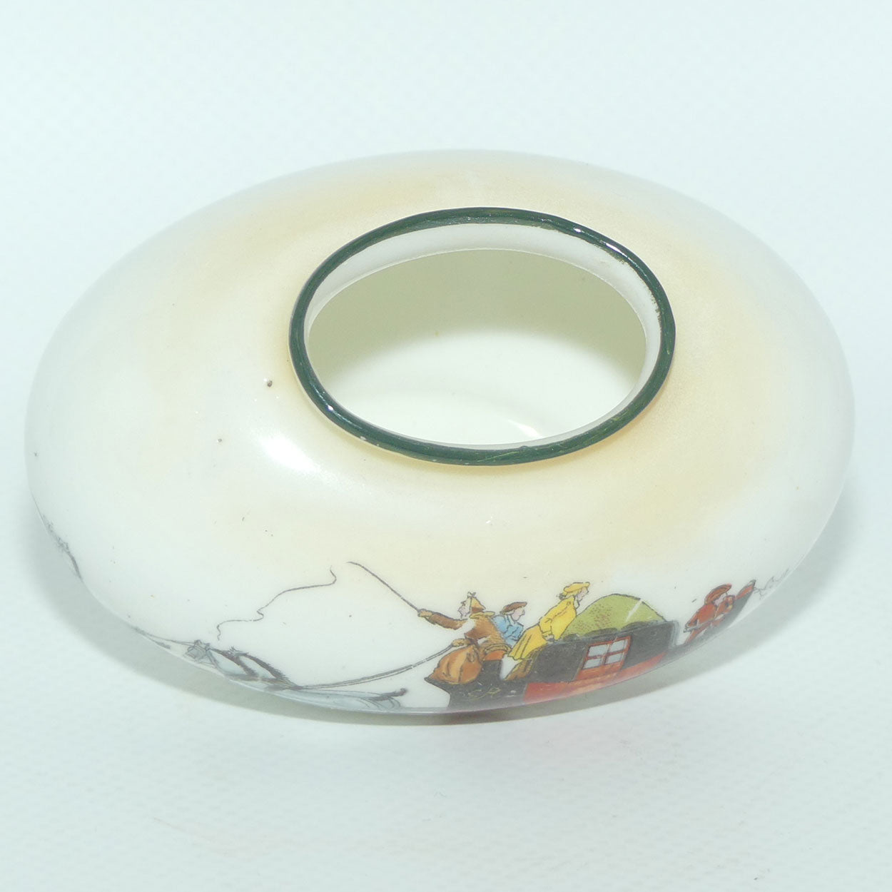 Royal Doulton Coaching Days | White Ground miniature egg shaped vase E3804