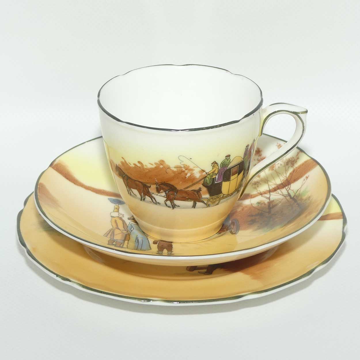 Royal Doulton Coaching Days Cecil shape trio E3804 | Fancy Edge | Taller cup