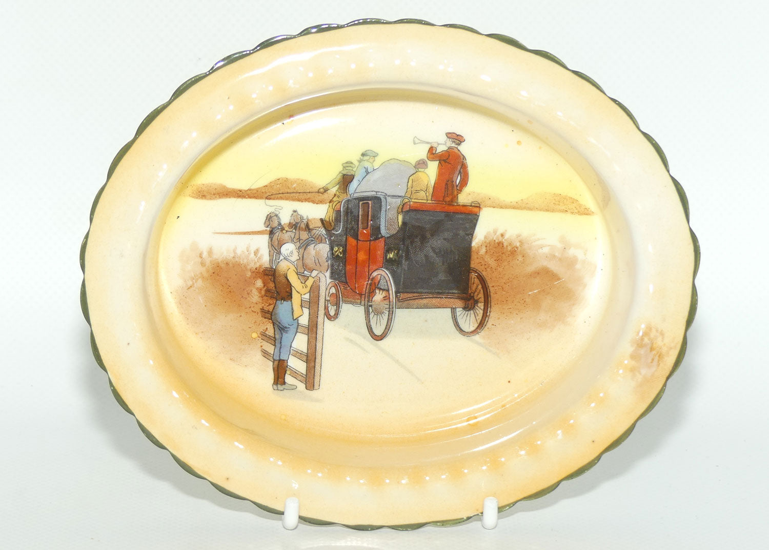 Royal Doulton Coaching Days oval dish E3804 | Man Opening gate for Coach