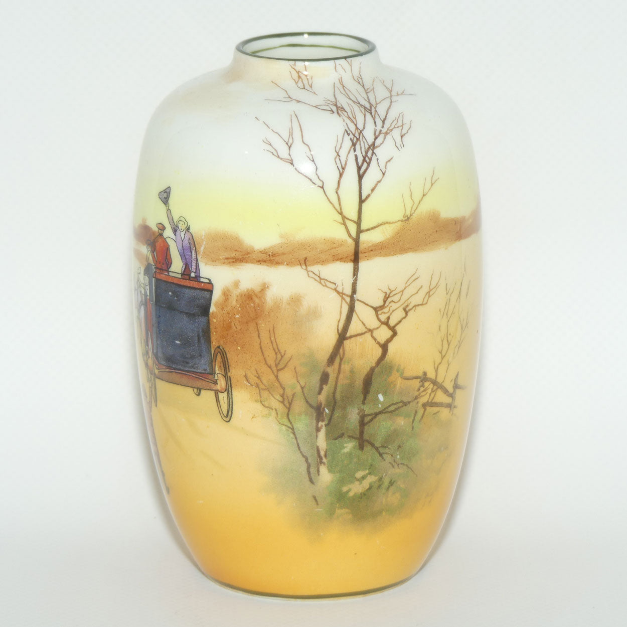 Royal Doulton Coaching Days smaller bulbous vase with narrow mouth E3804 #1
