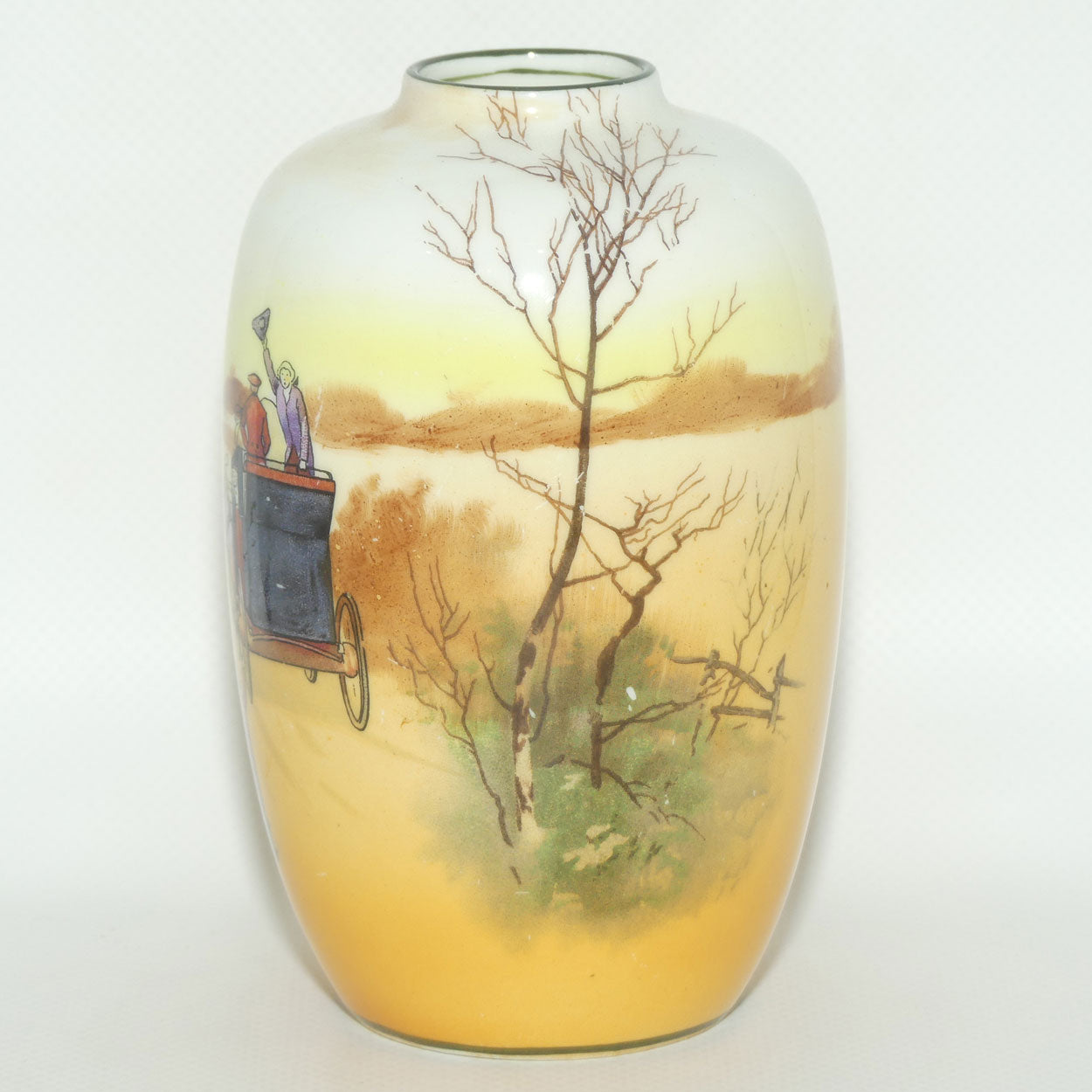 Royal Doulton Coaching Days smaller bulbous vase with narrow mouth E3804 #1