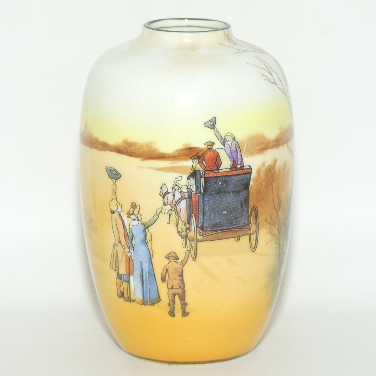 Royal Doulton Coaching Days smaller bulbous vase with narrow mouth E3804 #1