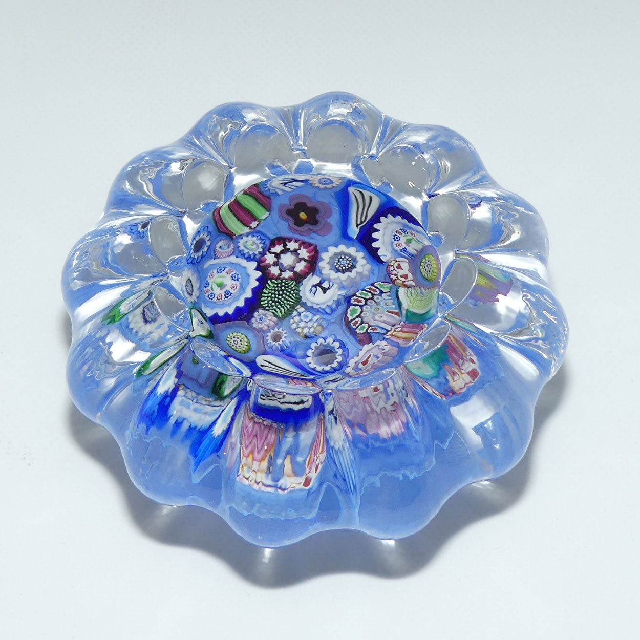 John Deacons Scotland | Daisy shape Magnum paperweight | End of Day | Blue