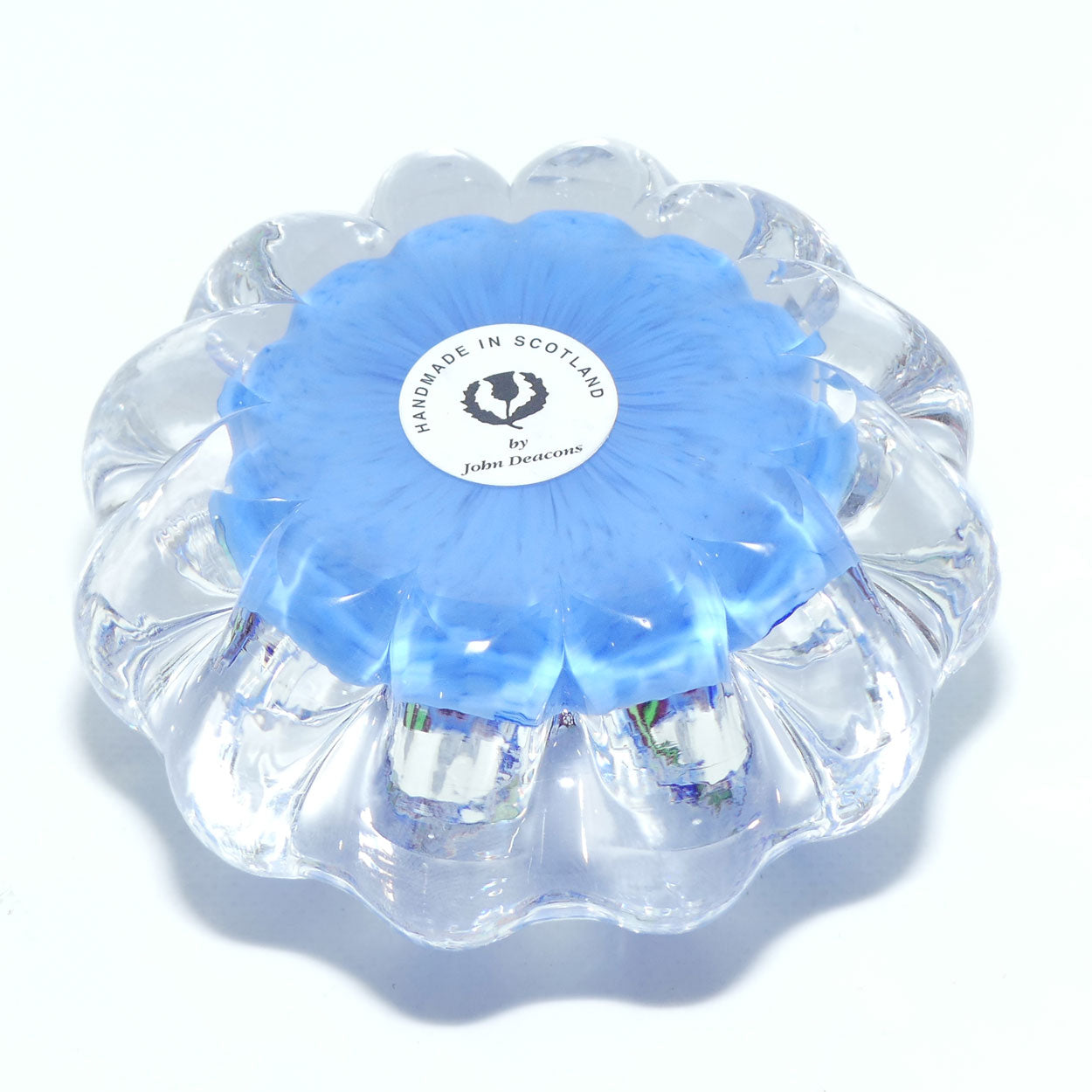 John Deacons Scotland | Daisy shape Magnum paperweight | End of Day | Blue