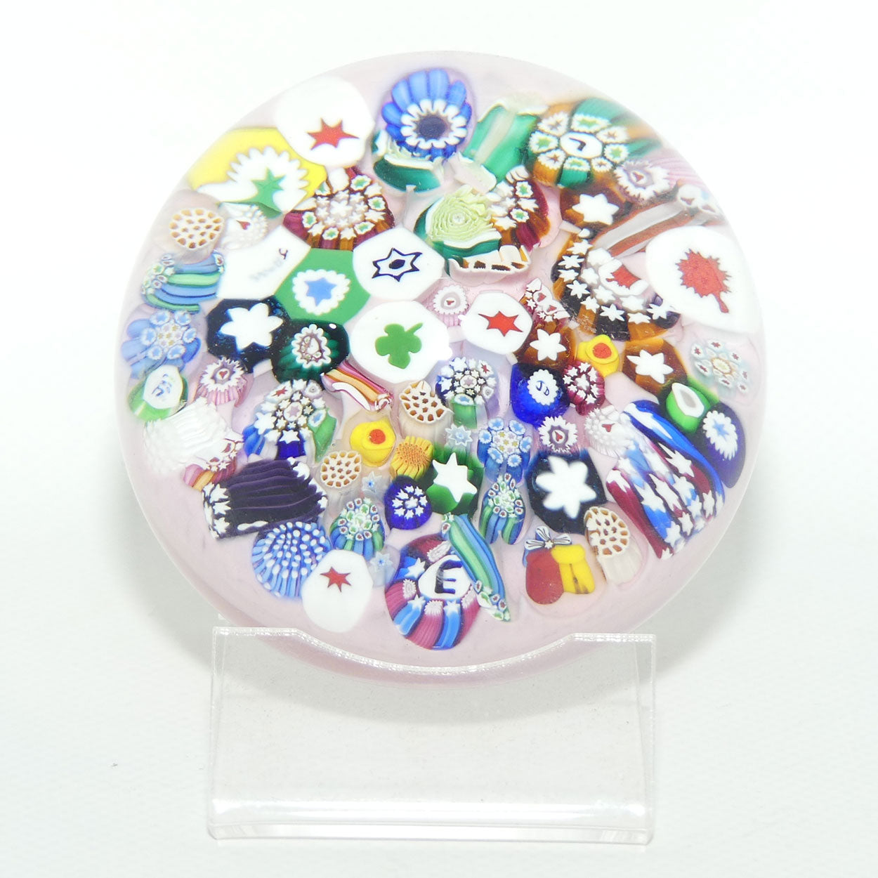 John Deacons Scotland Millefiori End of Day Magnum paperweight | Shell Pink