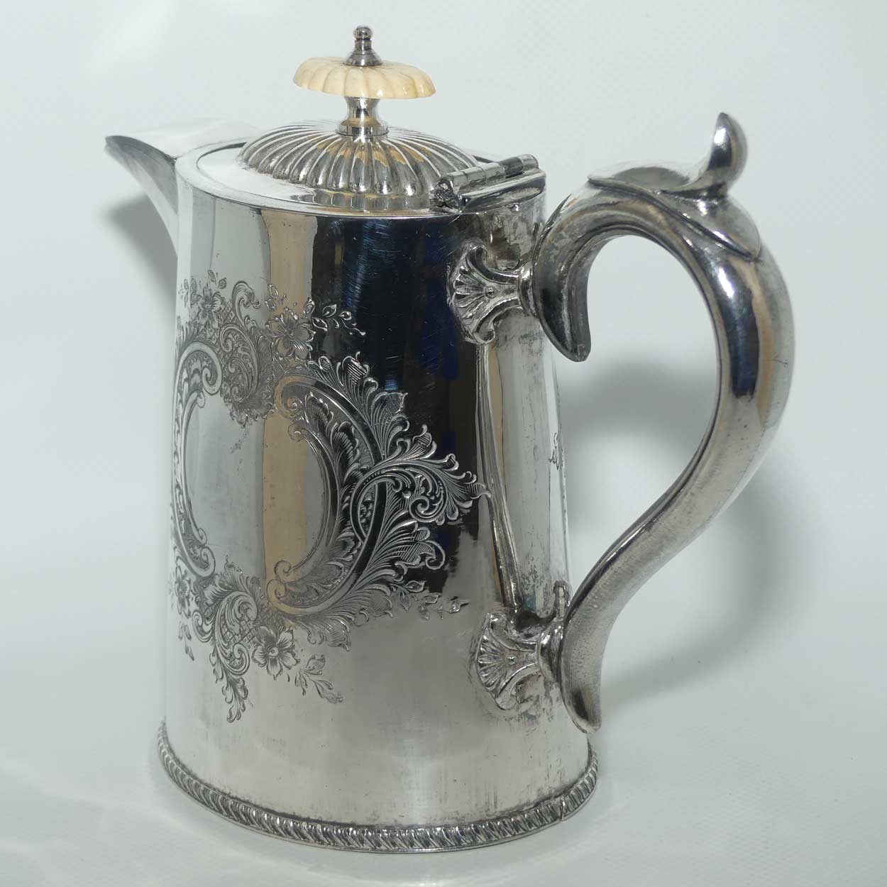 Nicely decorated EPBM hot water pot | Gadrooned Ivory Finial