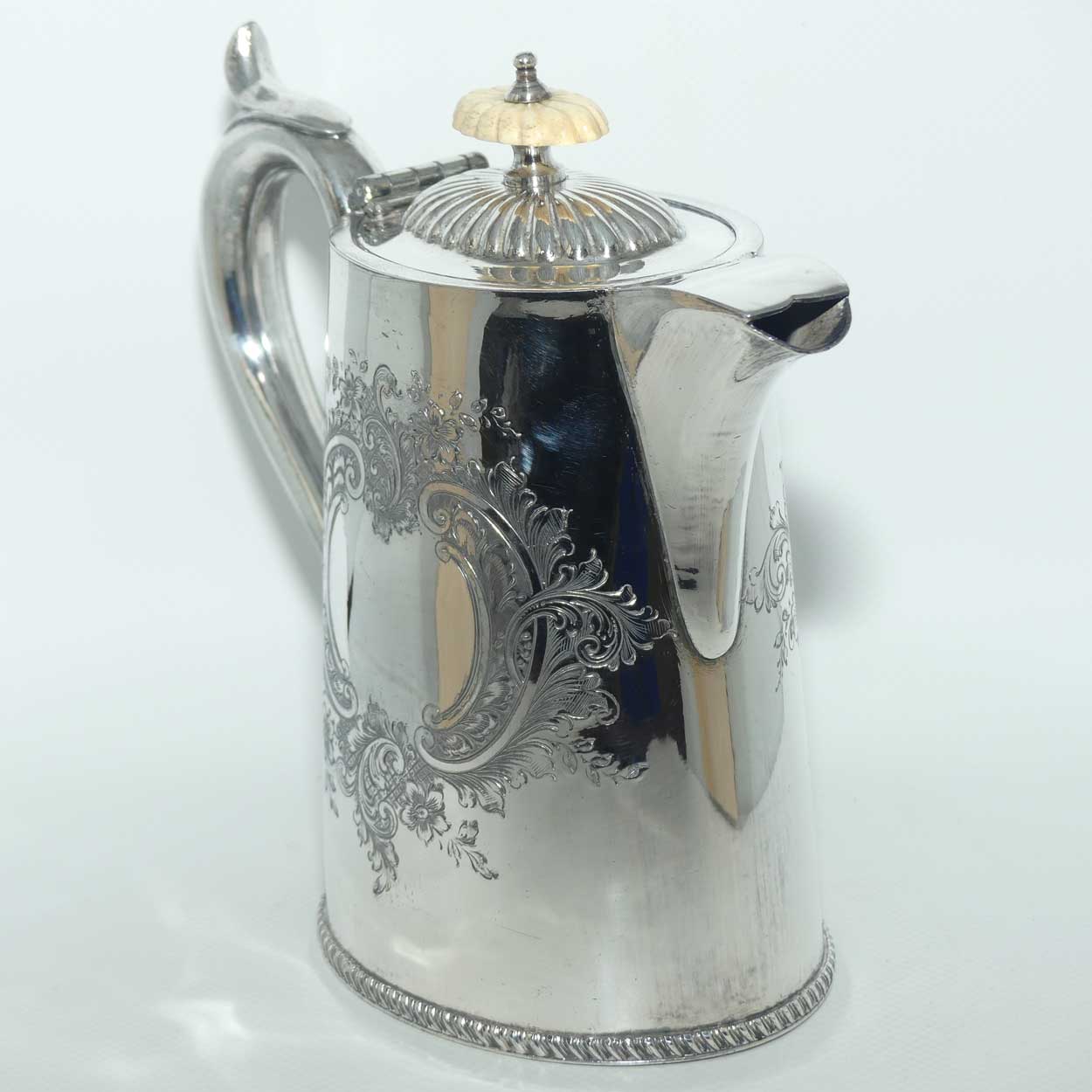 Nicely decorated EPBM hot water pot | Gadrooned Ivory Finial