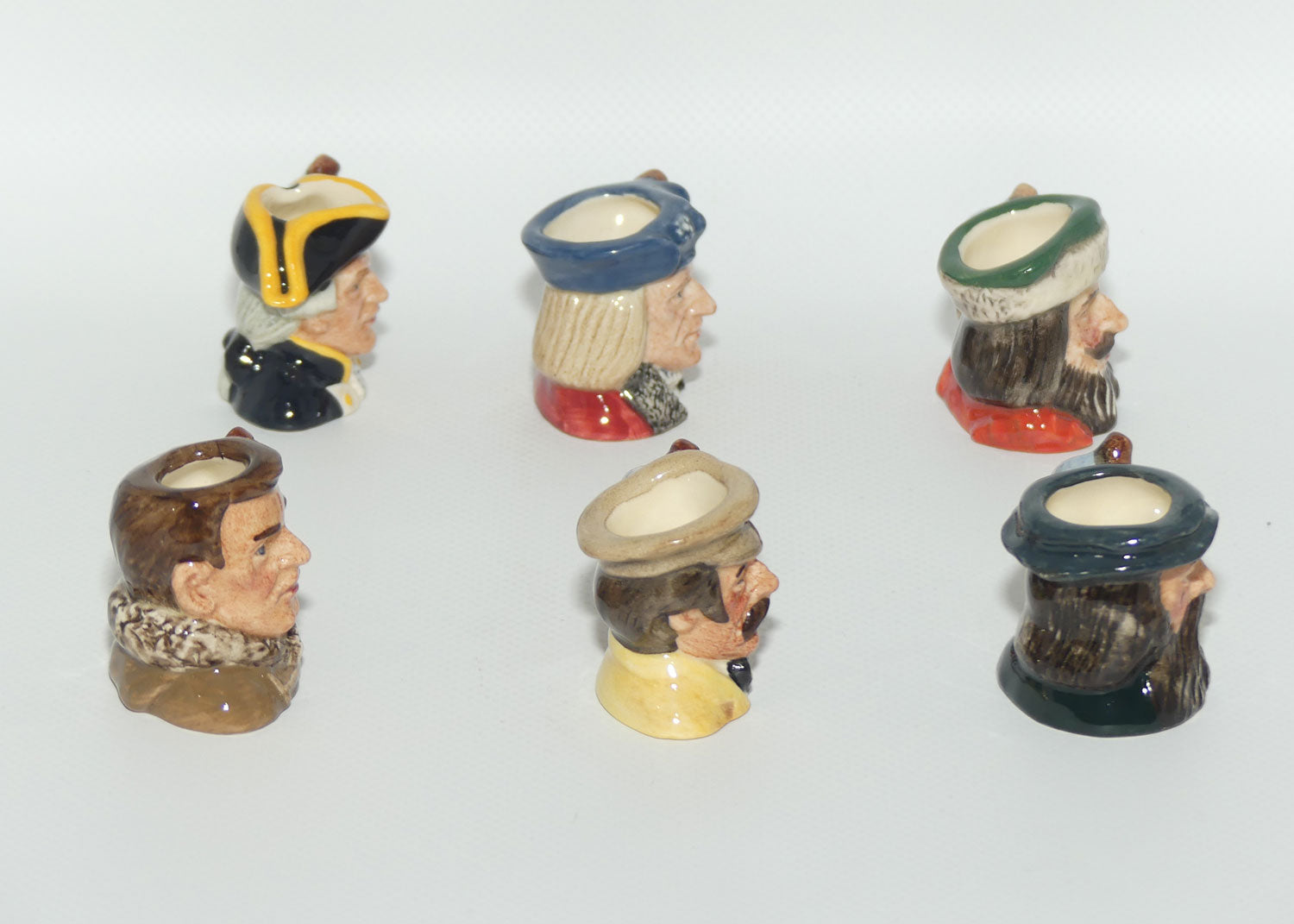 D7081 - D7086 Royal Doulton tiny character jug set | Explorers