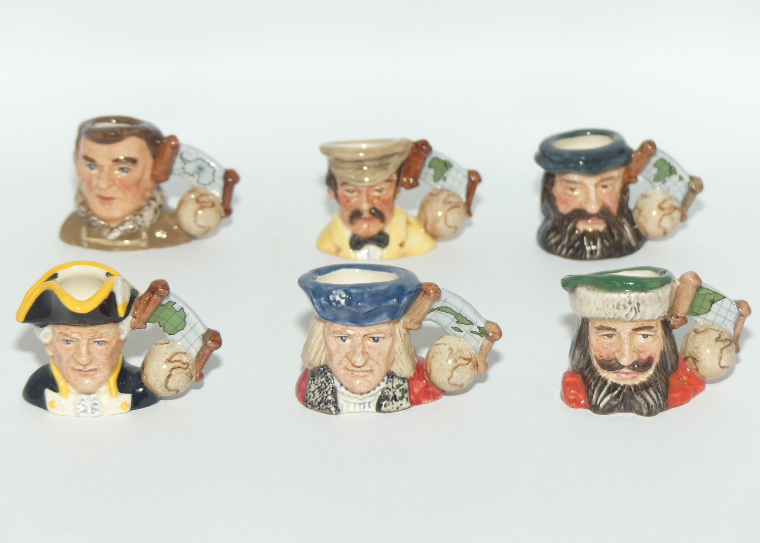 D7081 - D7086 Royal Doulton tiny character jug set | Explorers