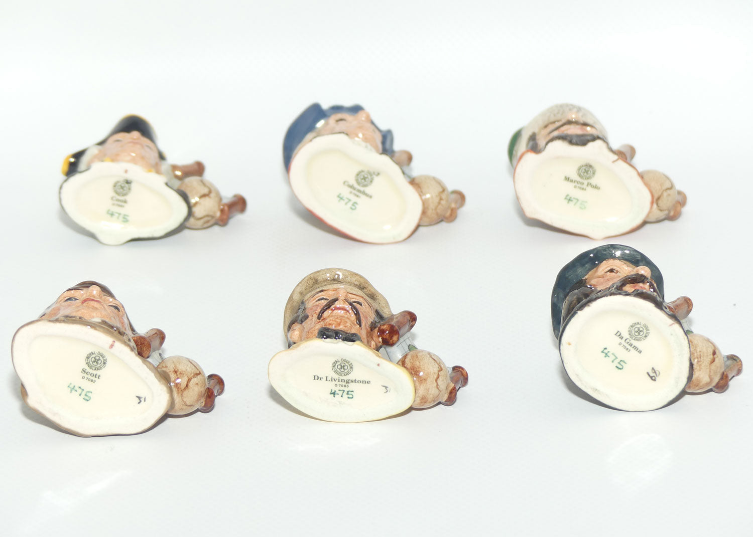 D7081 - D7086 Royal Doulton tiny character jug set | Explorers