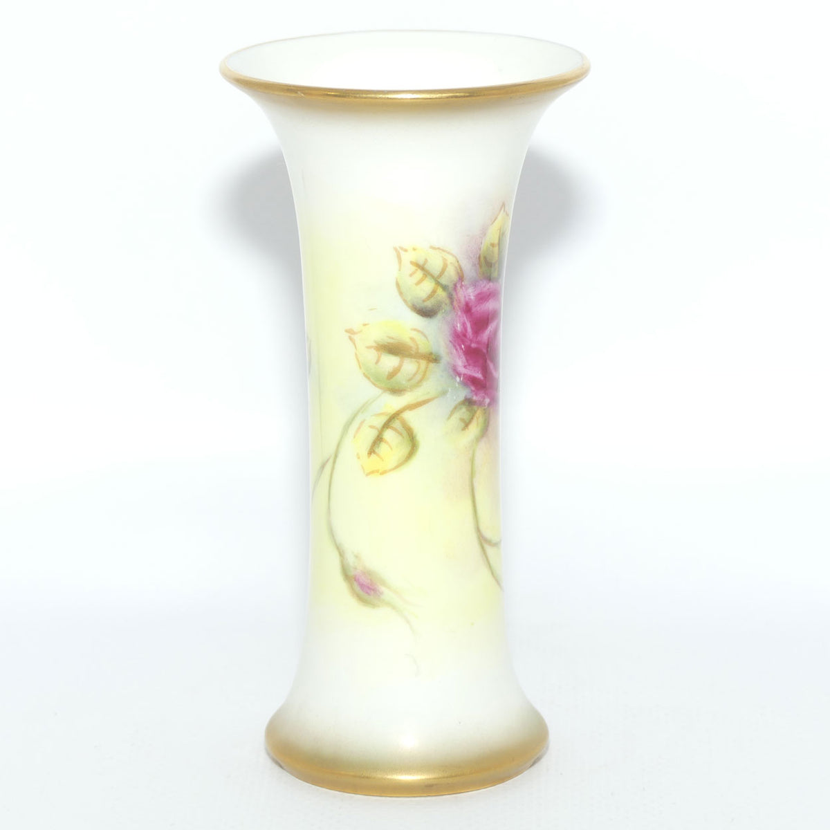Royal Worcester hand painted and gilt Roses trumpet vase | Fairsey |