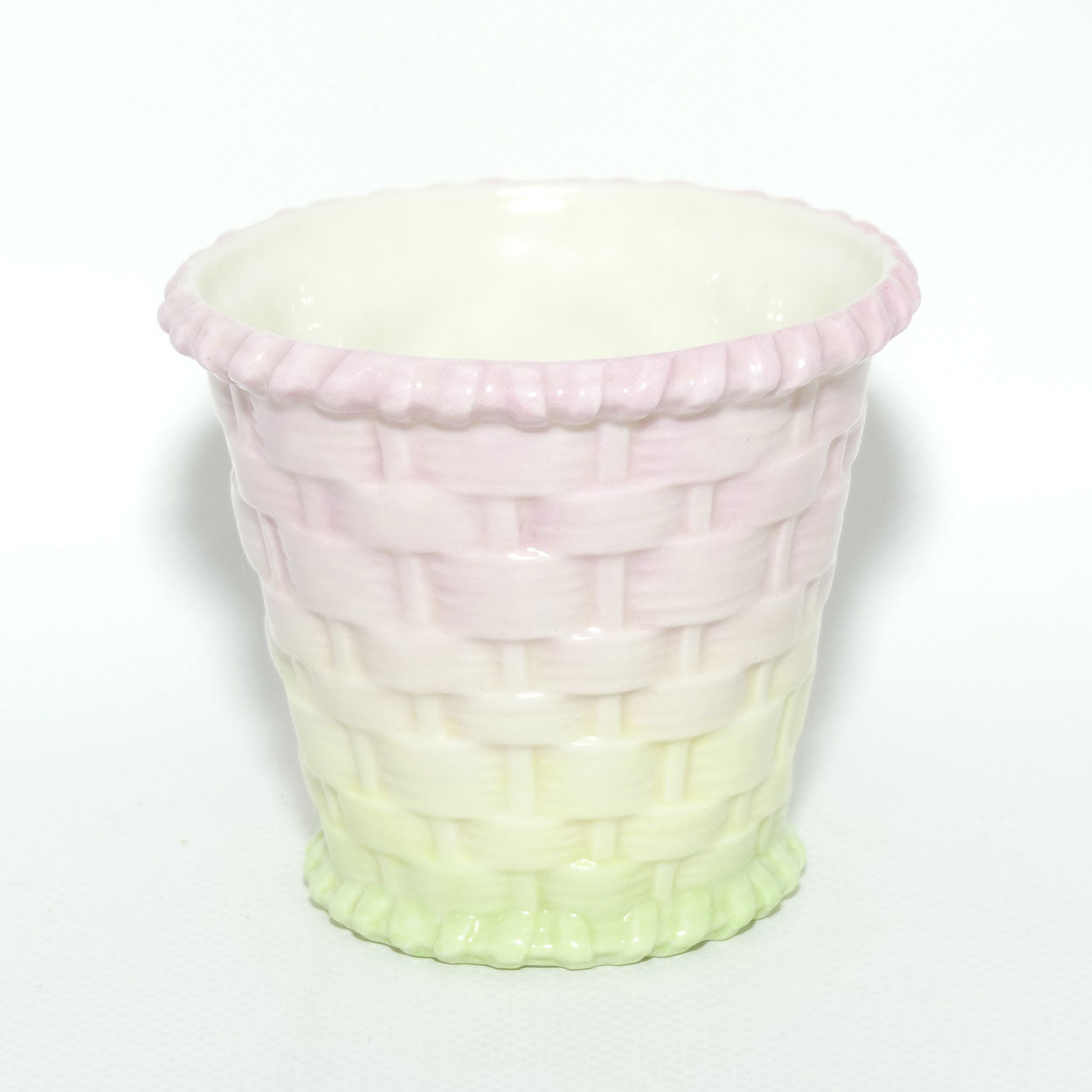 Royal Worcester Basket Weave mini planter G857 | Pink and Green | c.1906