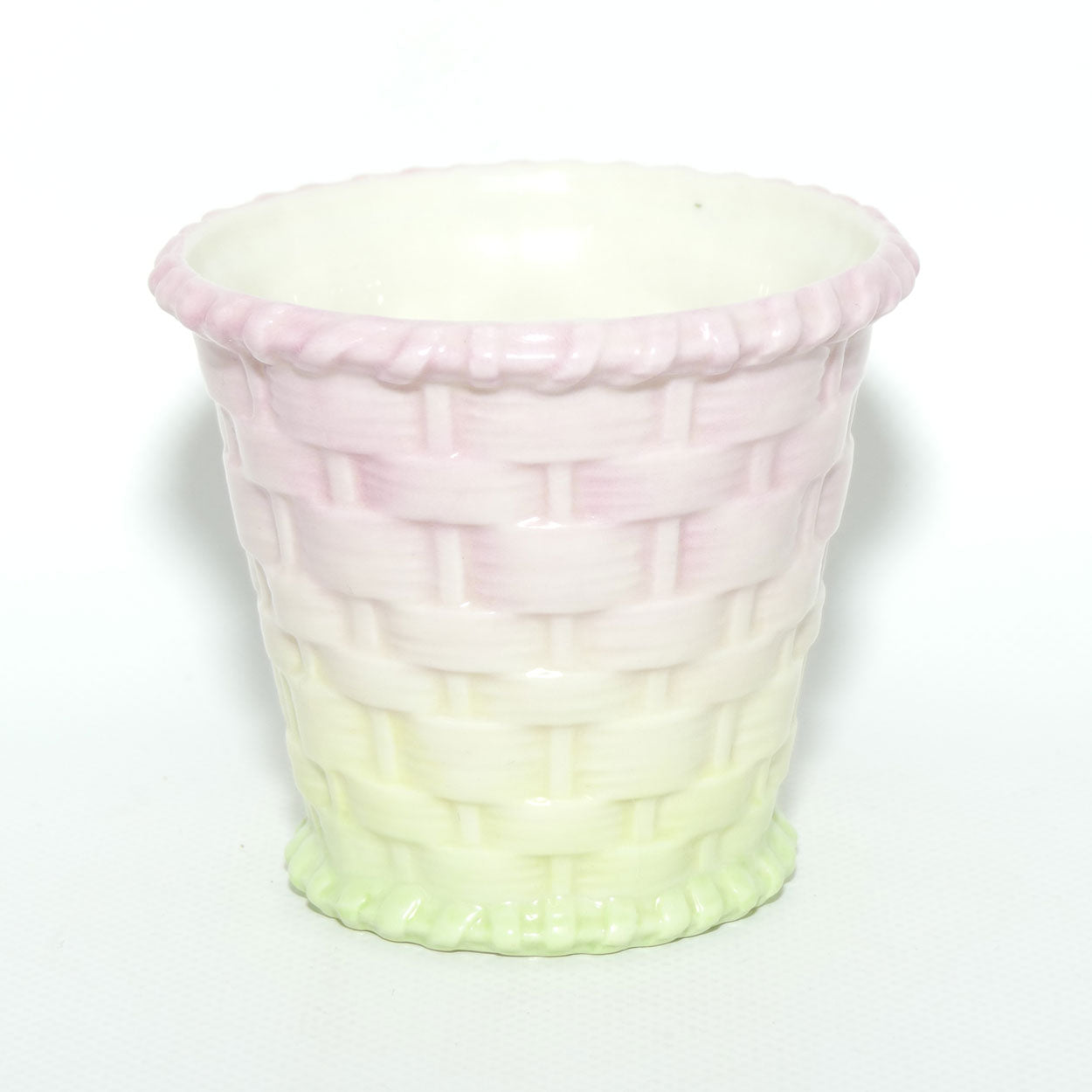 Royal Worcester Basket Weave mini planter G857 | Pink and Green | c.1906