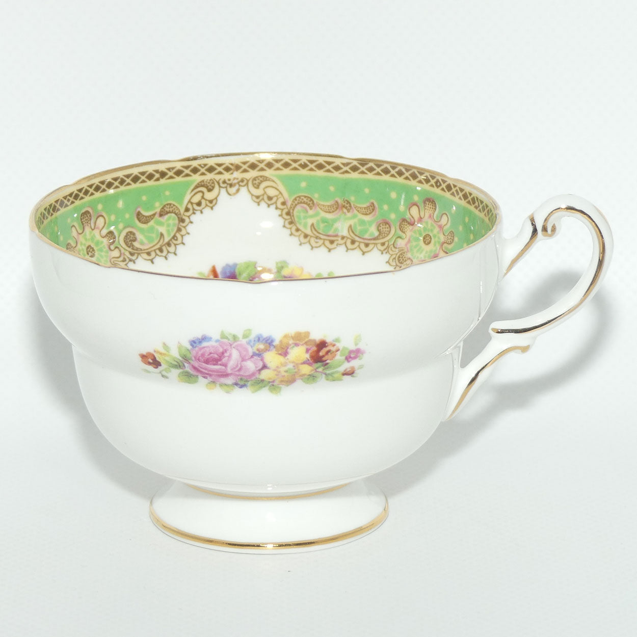 Paragon Bone China fine tea trio | Green Floral pattern