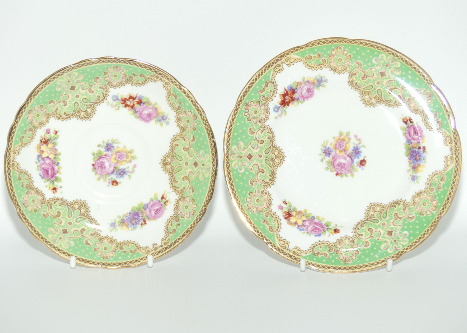 Paragon Bone China fine tea trio | Green Floral pattern