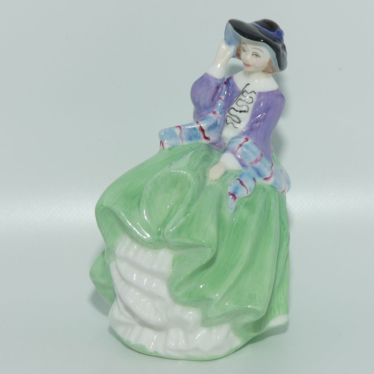 HN2126 Royal Doulton miniature figure Top o the Hill | Green and Mauve 