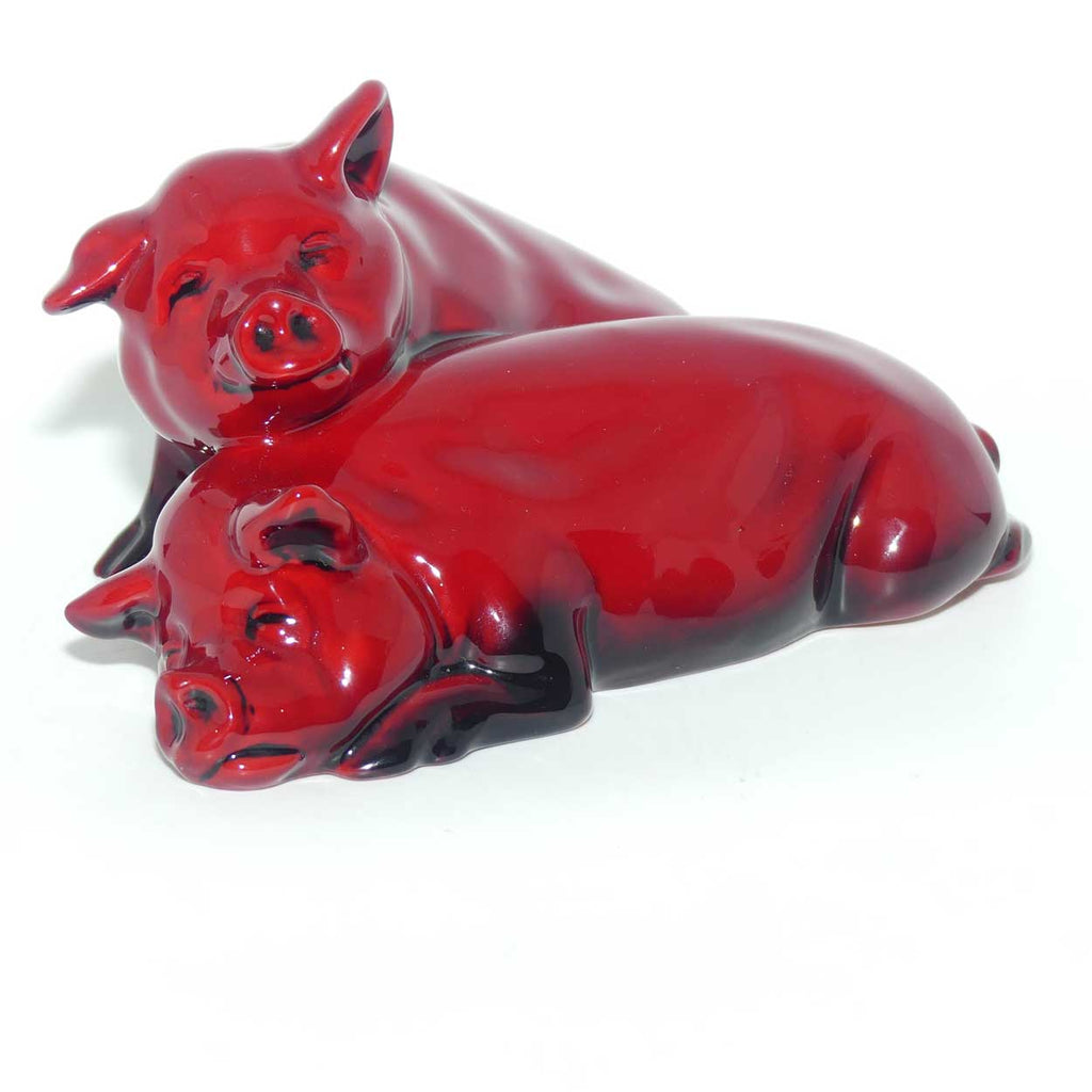 HN0213 Royal Doulton Flambe Pigs Snoozing | Ears Up | NOKE