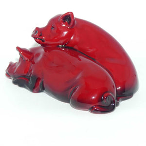 HN0213 Royal Doulton Flambe Pigs Snoozing | Ears Up | NOKE