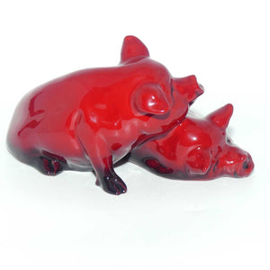 HN0213 Royal Doulton Flambe Pigs Snoozing | Ears Up | NOKE